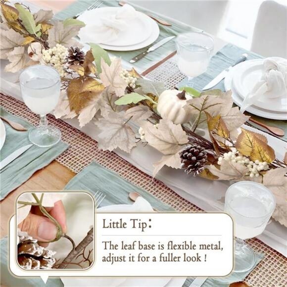 6Ft Lighted Fall Leaves Garland for Mantle Outdoor Home Door Table - Picture 6 of 8